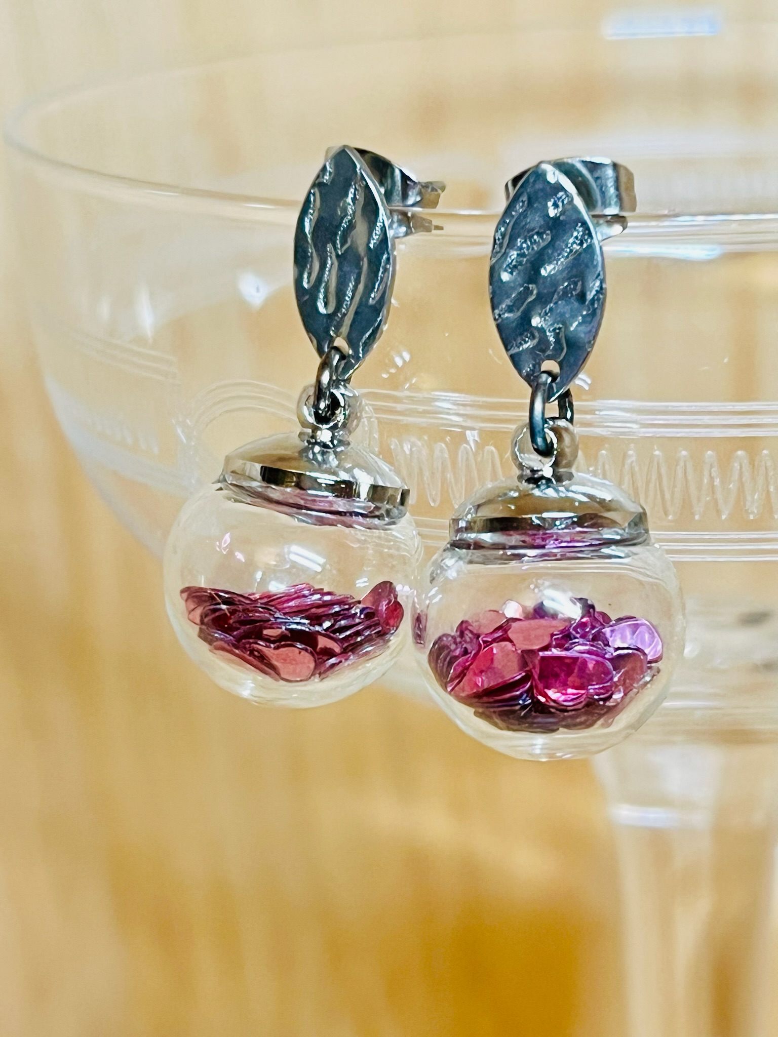 Glass and Amethyst Drops
