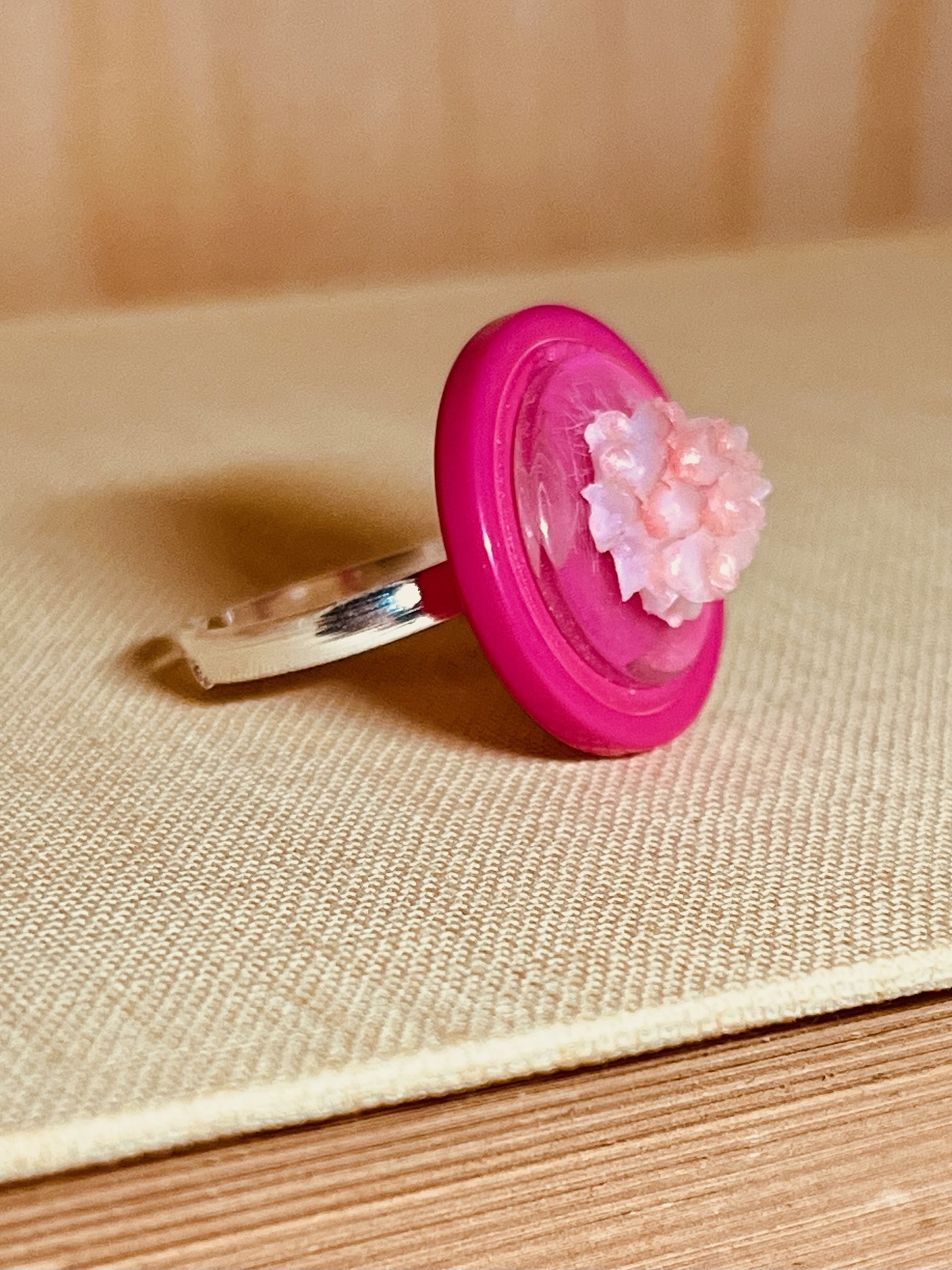 Pink Flower Brass Ring