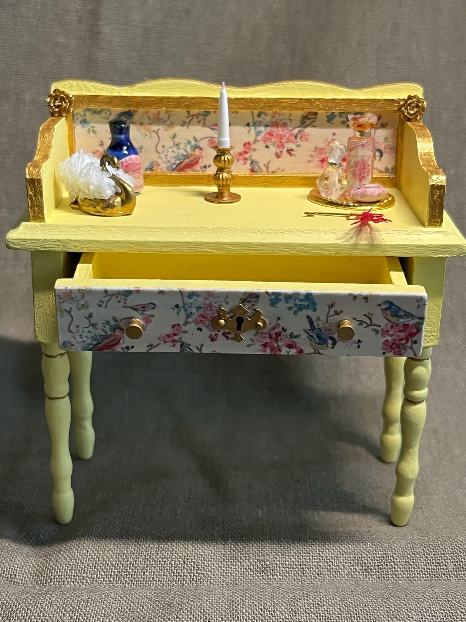 Floral Table with Brass